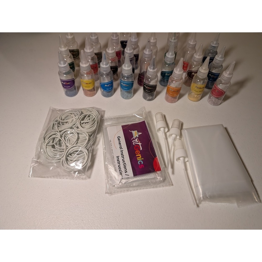 26-Color Tie Dye Kit with Bottles, Rubber Bands, Gloves & Instructions -Complete - Picture 1 of 2